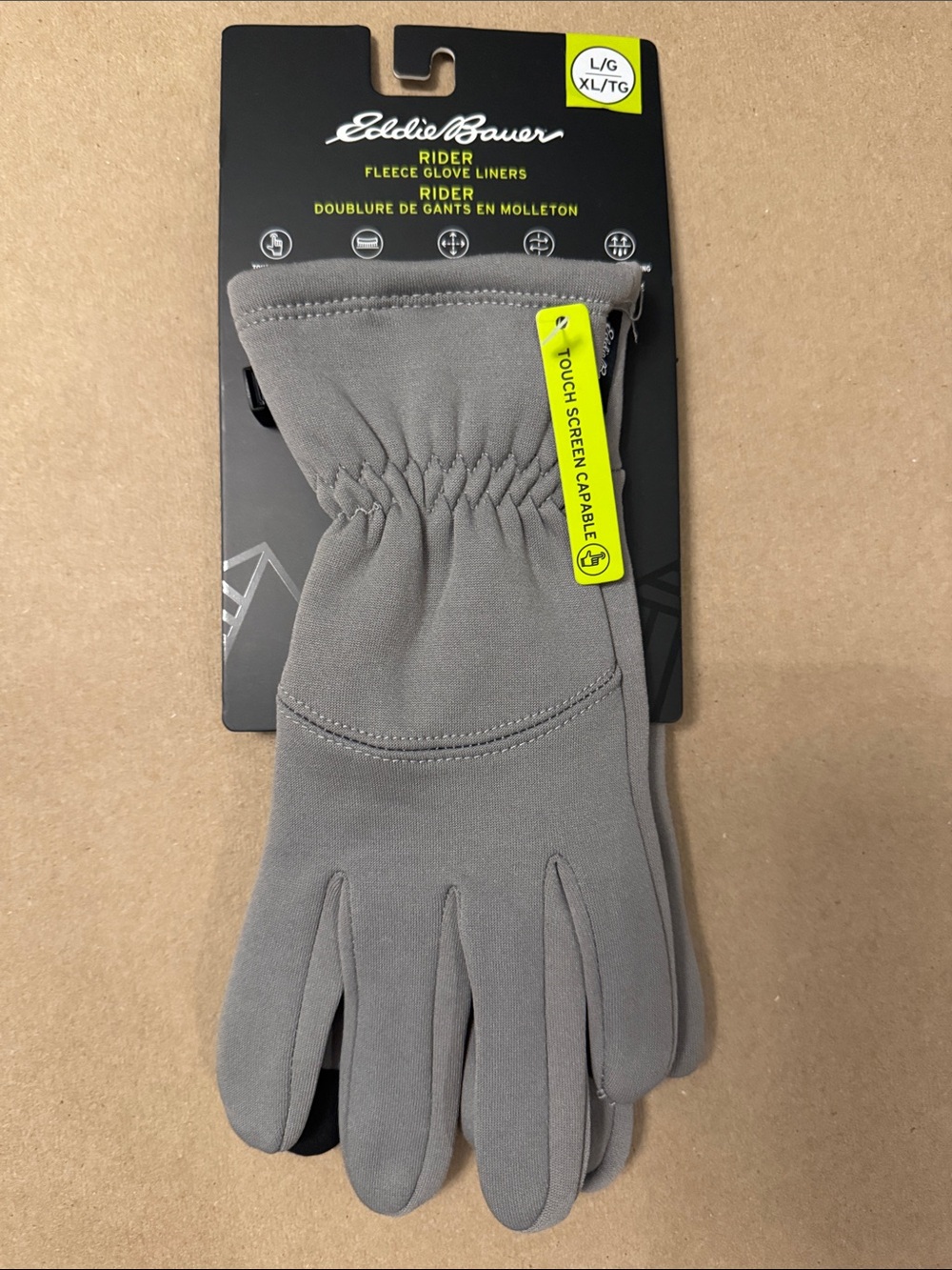 Eddie Bauer Men’s Rider Liners Winter Fleece Gloves Touch Screen - Gray